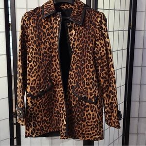 Jones New York Reversible Leopard Print / Black Coat Vintage NWT size S